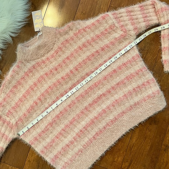 NWT•Candie's Cozy & Soft Mock Neck Pullover Crop Sweater in Pink Stripe-Size L - Picture 10 of 12